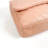 Chanel Flap Shoulder / Sling Bag Salmon Pink Lamsbkin Chevron GHW #16