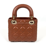Lady Dior Mini Lambskin Brown / Tan GHW 2017.