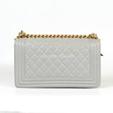 Chanel Boy Medium Light Grey Caviar GHW #25 (2018)