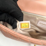 Chanel Flap Shoulder / Sling Bag Salmon Pink Lamsbkin Chevron GHW #16