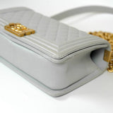 Chanel Boy Medium Light Grey Caviar GHW #25 (2018)