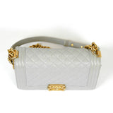 Chanel Boy Medium Light Grey Caviar GHW #25 (2018)