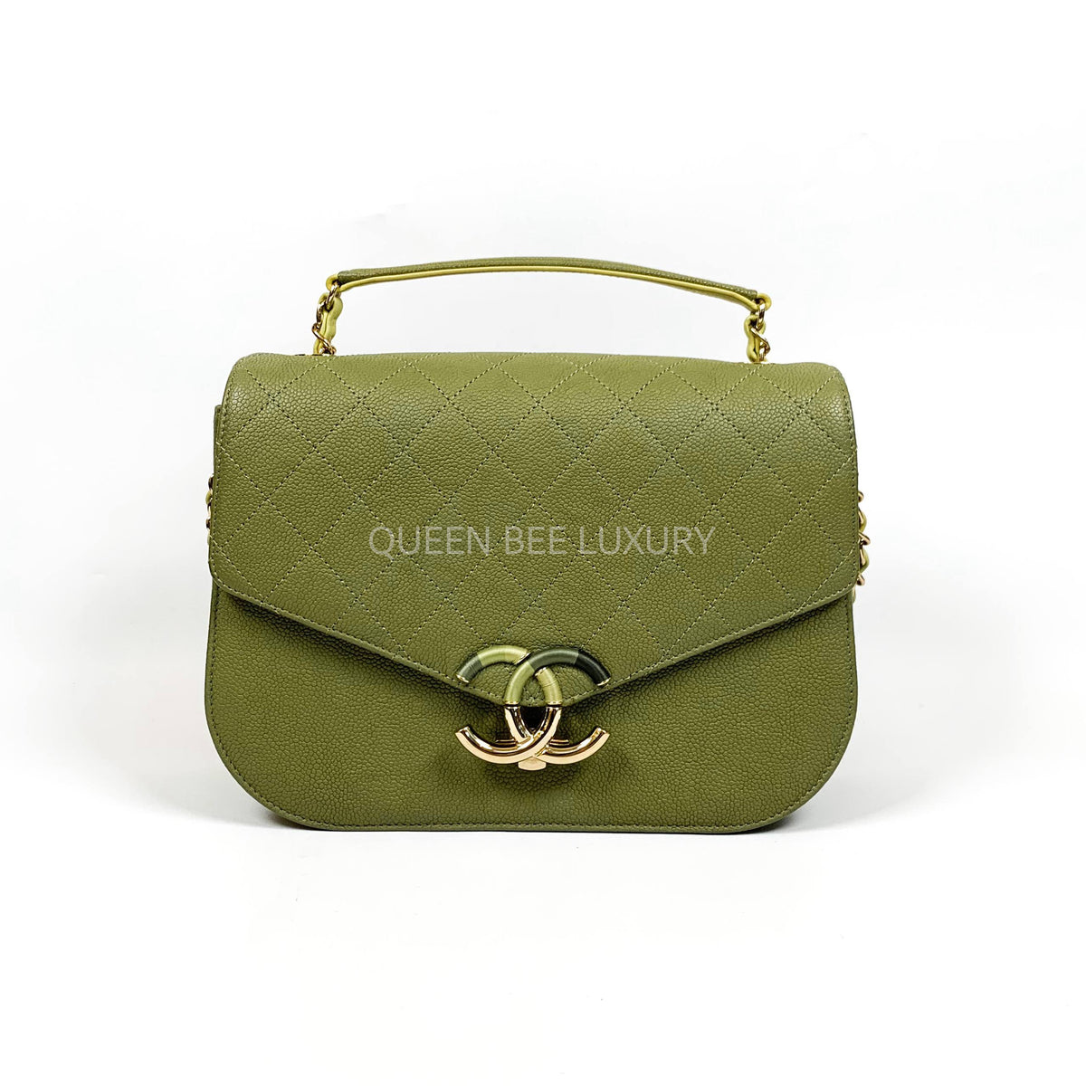 Chanel Cuba CC Top Handle in Grained Calfskin Green LGHW #25 (2018)