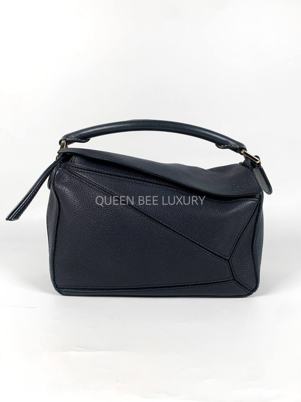 Loewe Puzzle Small Indigo Blue Grained GHW 2019