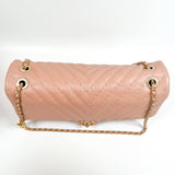 Chanel Flap Shoulder / Sling Bag Salmon Pink Lamsbkin Chevron GHW #16