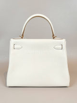 Hermes Kelly 28 / K28 Retourne Craie Veau Togo GHW #W.