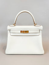 Hermes Kelly 28 / K28 Retourne Craie Veau Togo GHW #W.