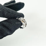 Bvlgari Serpenti Viper Ring 18K White Gold with Pavé Diamonds Size 48-50.