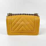 Chanel Boy Chevron Small Caviar Yellow LGHW #28 (2019).