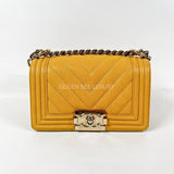 Chanel Boy Chevron Small Caviar Yellow LGHW #28 (2019).